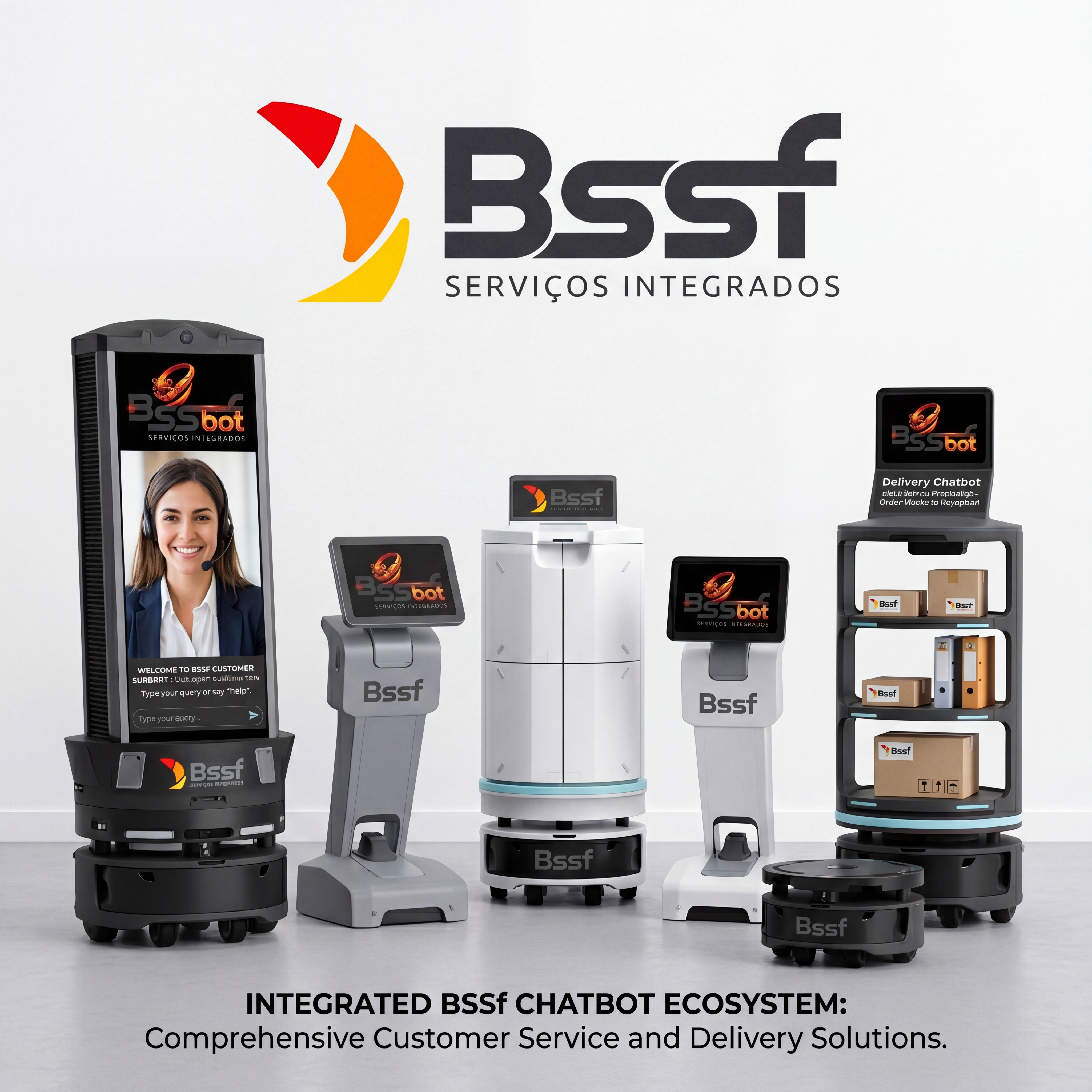 Família de robôs BSSF — Reception, Delivery, Security, Info e Disc-transport